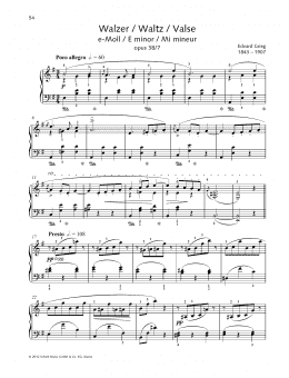 page one of Waltz E minor (Piano Solo)