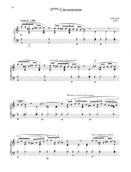 page one of 3eme Gnossienne (Piano Solo)