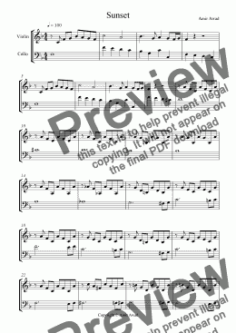 page one of Sunset for Violin and Cello Duet