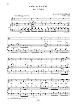 page one of Che faro senza Euridice (Piano & Vocal)