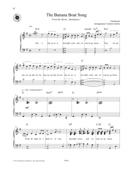 page one of The Banana Boat Song (Piano Solo)