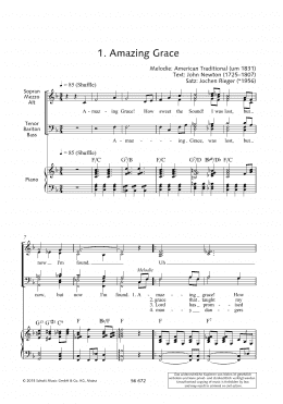 page one of Amazing Grace (SSATBB Choir)