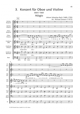 page one of Concerto for Oboe and Violin (Adagio) (Choir)