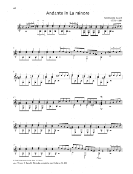 page one of Andante in La minore (Solo Guitar)