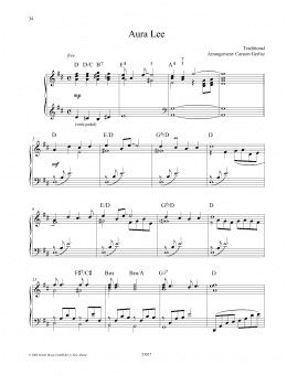 page one of Aura Lee (Piano Solo)