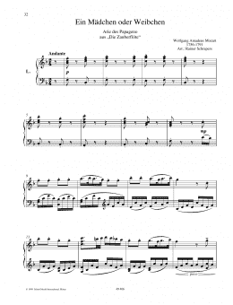 page one of Ein Mädchen oder Weibchen (Piano Duet)