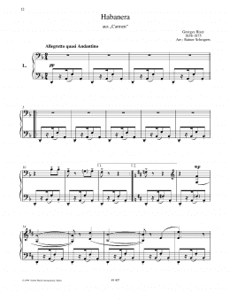 page one of Habañera (Piano Duet)