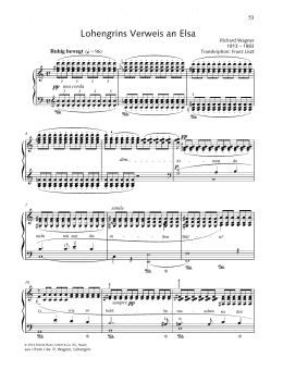page one of Lohengrins Verweis an Elsa (Piano Solo)