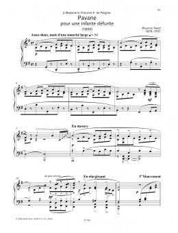 page one of Pavane pour une Infante Défunte (Piano Solo)