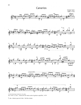 page one of Canarios (Solo Guitar)