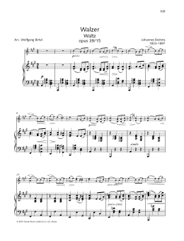 page one of Waltz Op. 39, No. 15 (String Solo)
