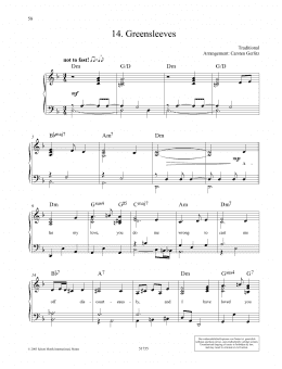page one of Greensleeves (Piano Solo)