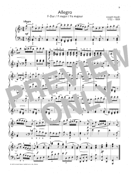 page one of Allegro F major (Piano Solo)