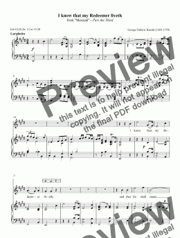 page one of "I know that my Redeemer liveth"-Messiah- Download Sheet Music