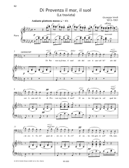 page one of Di Provenza Il Mar, Il Suol (Piano & Vocal)
