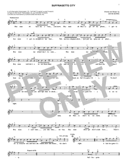 page one of Suffragette City (Lead Sheet / Fake Book)