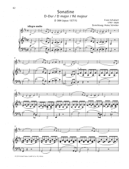 page one of Sonatina D major (String Solo)