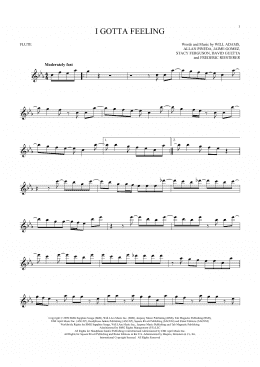 page one of I Gotta Feeling (Flute Solo)