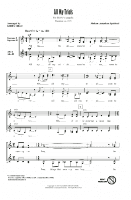 page one of All My Trials (SSA Choir)