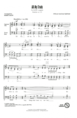 page one of All My Trials (SATB Choir)
