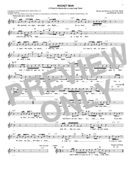 page one of Rocket Man (I Think It's Gonna Be A Long Long Time) (Lead Sheet / Fake Book)