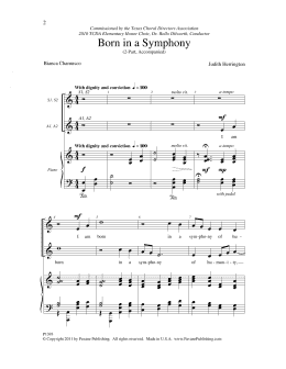 page one of Born in a Symphony (2-Part Choir)
