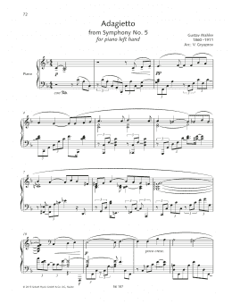 page one of Adagietto (from Symphony No. 5, 4th Movement) (Piano Solo)