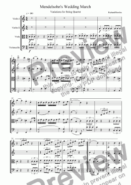 page one of Variations on Mendelssohn's Wedding March for String Quartet