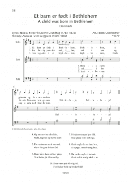 page one of Et barn er fodt i Bethlehem (SATB Choir)