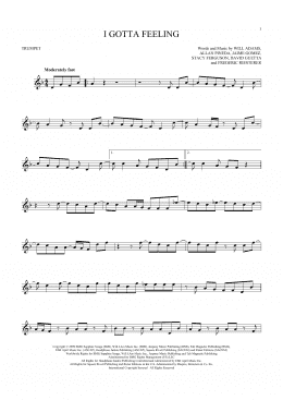 page one of I Gotta Feeling (Trumpet Solo)