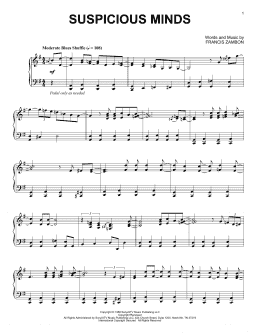 page one of Suspicious Minds [Jazz version] (Piano Solo)