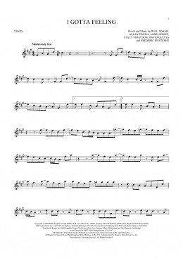 page one of I Gotta Feeling (Violin Solo)