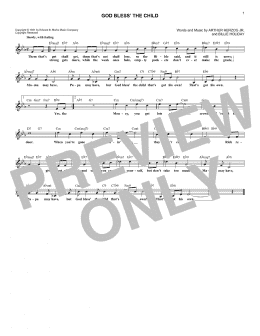 page one of God Bless' The Child (Lead Sheet / Fake Book)