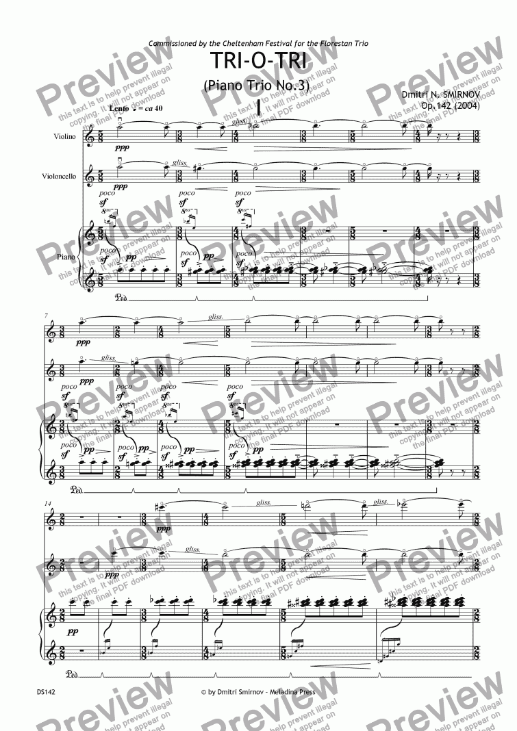page one of TRI-O-TRI (Piano Trio no3) op142/1 (mov. I)