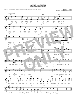 page one of Love Me Or Leave Me (Easy Lead Sheet / Fake Book)