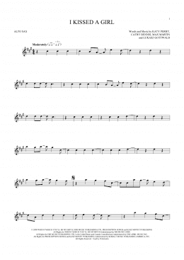page one of I Kissed A Girl (Alto Sax Solo)