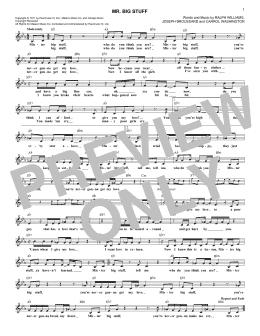 page one of Mr. Big Stuff (Lead Sheet / Fake Book)