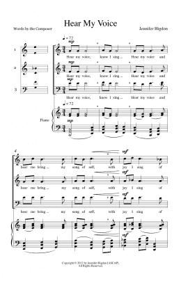 page one of Hear My Voice (3-Part Mixed Choir)