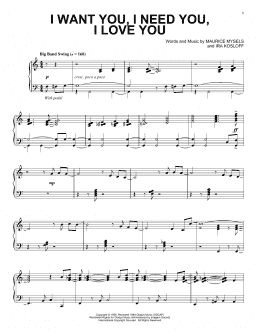 page one of I Want You, I Need You, I Love You [Jazz version] (Piano Solo)