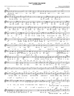 page one of That's How You Know (from Enchanted) (Lead Sheet / Fake Book)