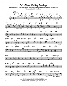 page one of Ev'ry Time We Say Goodbye (Tenor Sax Transcription)