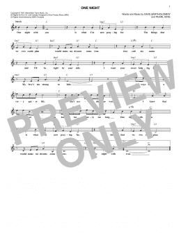 page one of One Night (Lead Sheet / Fake Book)