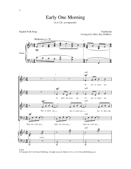 page one of Early One Morning (SATB Choir)
