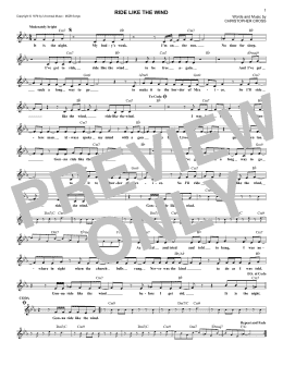 page one of Ride Like The Wind (Lead Sheet / Fake Book)