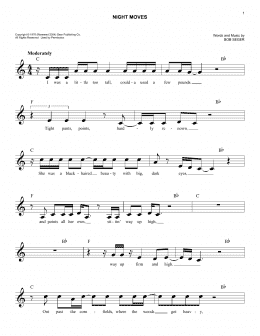 page one of Night Moves (Easy Lead Sheet / Fake Book)