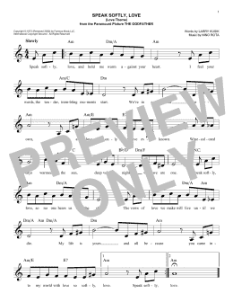 page one of Speak Softly, Love (Love Theme) (Easy Lead Sheet / Fake Book)