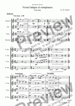 page one of Satie - Verset La�que et Somptueux (Sax Quartet)