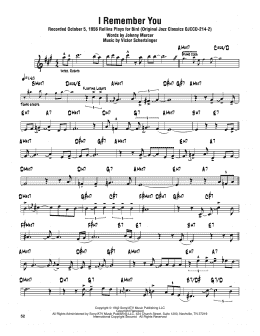 page one of I Remember You (Tenor Sax Transcription)