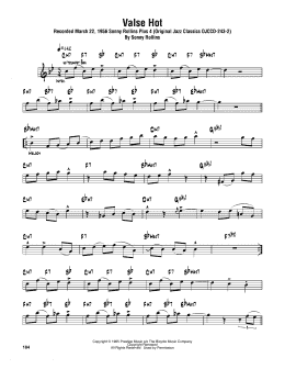 page one of Valse Hot (Tenor Sax Transcription)