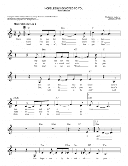 page one of Hopelessly Devoted To You (Easy Lead Sheet / Fake Book)